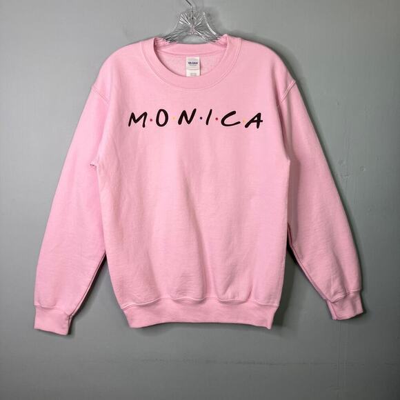 Gildan Monica Friends Style Crewneck Pink Pullover Sweatshirt Women's Size S - Picture 1 of 14